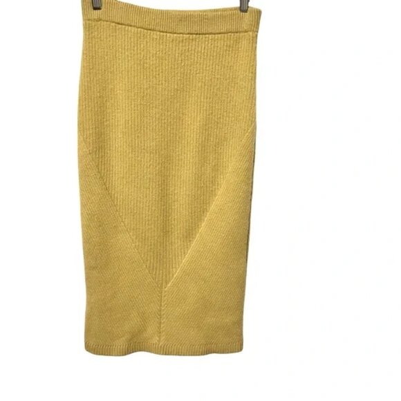 SWEET BABY JAMIE Soft Sweater Knit Pencil Midi Skirt in Butter Yellow MED - Picture 12 of 13